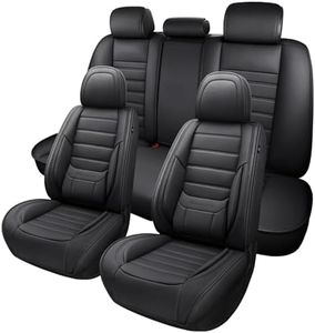 MINGBRON Black Car Seat Cover with Lumbar Support, Car Seat Protector Waterproof, Nappa Leather Car Seat Cushion, Car Seat Covers Front Seats and Back Fit for Most Cars