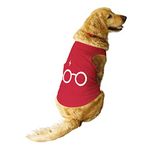 Ruse Pet Scar Glasses Printed Round Neck Sleeveless Dog Vest Tank T-Shirt/Tees Apparel/Clothes/Tees Gift for Dogs(Poppy Red)/Medium (Chubby Pugs, Beagle etc.)