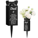 Geosar Dad Memorial Stakes Grave Cemetery Decorations Metal Grave Feather Cemetery Markers Plaque with Spike Flower Holder Decor for Christmas Loss Loved Ones Memorial Gifts