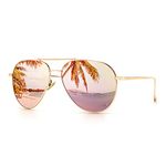 SUNGAIT Women's Lightweight Oversized Fashion Sunglasses - Mirrored Polarized Lens(Light-Gold Frame/Pink Mirror Lens, 60) 1603JKF UK