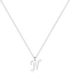 El Regalo Stainless Steel Name Initial Unisex Necklaces - Waterproof Initials Jewelry for Girls, Boys, Men, Women & Teens - Dainty Hypoallergenic Cursive Pendant Chain- Gifts for All Age (N)