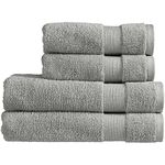 Christy Refresh Bathroom Towel Set | Set of 4 | 2 Bath 2 Hand | Quick Dry | Tonal and Stylish | Soft Absorbent Shower Towels | 100% Cotton 550GSM | Machine Washable | Dove Grey