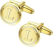 LOYALLOOK Initial Gold Cufflinks for Men Gold Cuff Links Personalized Copper CuffLinks Letter Cufflinks Gift for Groom Husband Father Initial L