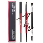 2pc Double-headed Eyebrow Pencil,2 in 1Waterproof eyebrow pencil Kit,Retractable Water-Drop & Ultra Fine Wax Tip Brow Pen Create Natural Eye Brows Waterproof Long-lasting Makeup（Dark brown-With eyebrow brush）