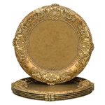 MAONAME 13" Antique Gold Charger Plates, Plate Chargers with Embossed Rim, Round Plastic Charger Plates for Wedding, Table Decor, Set of 6