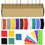 Youmile 22AWG Hook up Wire Kit 22 Gauge Silicone Wire 300V 10 Color 7m/23ft Each Stranded Tinned Copper Electrical Wire Assortment Kit with 50PCS Heat Shrink, 70PCS Wire Labels