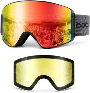 Odoland Kit de Gafas de Esquí con Lente Removible, Lentes Magnéticos Intercambiables sin Marco, Gafas de Nieve Antivaho con Protección UV, BR
