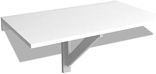 vidaXL Wall-Mounted Folding Table - Compact and Durable Engineered Wood - Space Saving Design - Adjustable Height - Scandinavian Style - White