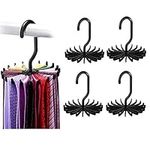 SUNTRADE 4PCS 360 Degrees Rotating Scarf Tie Hanger 20 Hooks Folding Adjustable Twirl Tie Rack Organizer