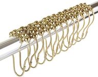 GWHOLE 12PCS Stainless Steel Shower Curtain Ring Hooks Gold Bathroom Curtains Rings Rustproof