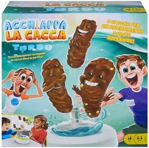 Mattel Games - ​Acchiappa la Cacca Turbo, Gioco per Bambini con Water Giocattolo, 3 Pezzi di Cacca, 1 Dado e Istruzioni;, Giocattolo per Bambini 5+ Anni, GND67