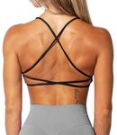 TZLDN Women Workout Backless Sports Bra Removable Padded Strappy Low Impact Support Open Back Gym Bras Yoga Crop Tank Top #5Classic-Black, M