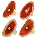 mookaitedecor Set of 4 Red Agate Crystal Drawer Knobs with Screws, Irregular Red Crystal Stone Knobs Handles Pulls for Cupboard Cabinet Wardrobe Kitchen Unique Decorative Furniture Brass Knobs