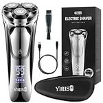 YIRISO Electric Razor for Men, 2023 Men’s Electric Shavers, Wet & Dry Shaver with Pop-up Trimmer, Rechargeable Waterproof Portable Shaver with LCD Display/Travel Organizer/Travel Lock Ideal Men Gift