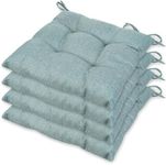 SOFTILLO Comfortable Chair Cushions With Ties - 43x43x8cm - Indoors/Outdoors Seat Pads Cushion Pad - Thick Portugal Fabric - For Dining, Living Room, Garden, Patio, Office Chairs - (Sky, Set of 4)