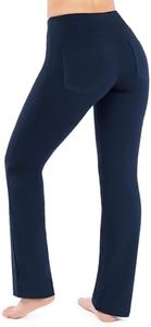 NIRLON Straight Leg Yoga Pants high Waist Workout Leggings for Women Plus Size Petite/Tall 28"/30"/32"/34" Inseam Length - Blue - Large