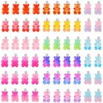 Gukasxi 60 Pcs Cute Bear Charm Pendants, Gummy Resin Bear Charms Pendants in 15 Colors, Bear Necklace Charms for Earring Bracelet DIY Jewelry Making Pendants, for Children Girls