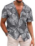 COOFANDY Men Floral Cotton Shirts Front Pocket Short Sleeve Casual Summer Shirts