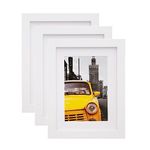 EGOFINE 8x6 Photo Frames Set of 3 - Wooden Frames Matted for 4x6,Solid Wood Picture Frames for Table Top and Wall Mounting,White