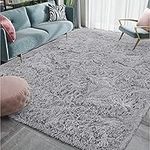 Homore Luxury Fluffy Area Rug Modern Shag Rugs for Bedroom Living Room, Super Soft and Comfy Carpet, Cute Carpets for Kids Children Girls Home Decor,Black,3x5 Feet