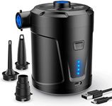 SUPPOU Electric Air Pump, 5200mAh Portable Air Pump with Fast Inflating/Deflating, Rechargeable Electric Pump with 4 Nozzles for Kids Paddling Pool, Swimming Pool, Airbed, Inflatable Boat (black)