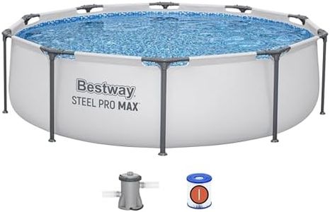 Bestway MAX Steel Pro Round Frame Swimming Pool with Filter Pump, Grey, 10 ft, Multicolor, BW56408GB-21