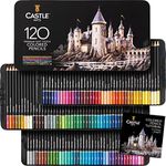 Castle Art Supplies 120 Colouring Pencils Set | Quality Soft Core Coloured Leads for Adult Artists, Professionals and Colourists | Protected and Organised in Presentation Tin Box