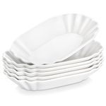 MALACASA, Series Regular, 7.75" Dessert Plates White Porcelain Serving Dishes, Breakfast Tray Dinner Plate Cake Potato Chip Plates(19.5 * 12 * 3.5cm), Set of 6