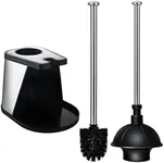 ToiletTree Products Modern Deluxe Freestanding Toilet Brush and Plunger Combo (Black - 7.5" x 9" x 20.5")