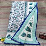 LushHavenDecor Jaipuri Razai Double Bed Computerized Quilting Soft and Breathable Cotton Comforter AC Quilt Rajai Blanket Dohar Size 85X100 inch, Camal Print, Blue