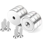 Neosmuk Magnets with Screws, 130lbs Strong Neodymium Disc Magnet with Holes in The Center,Cup Magnet with Mounting Hole Heavy Duty, Round Magnet Rare Earth Magnetic High Strength in Middle,6Pack