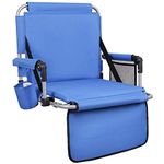 ALPHA CAMP Stadium Seat Padded Chair for Bleachers with Back& Arm Rest, Blue