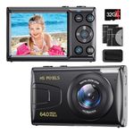 Digital Camera, 4K Kids Camera for Photography, 64MP Compact Video Camera 18X Digital Zoom Vlogging Camera, Auto Focus Point and Shoot Digital Cameras with 32G TF Card, 2 Batteries