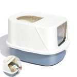 PawLites Cat Litter Box Large with Litter Scoop Flip Open Folding Front for Easy Access to Cat Litter Tray 22.5"x17.2"x15", Top and Front Entry and Exit.