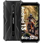 Ulefone Armor X12 Rugged Smartphone Android 13, 6GB + 32GB/256GB SD 4860mAh 13MP+8MP 5,45'' HD+ IP68/IP69K Waterproof 4G Dual SIM Free Unlocked Face ID/NFC/OTG/GPS, UK Version - Black