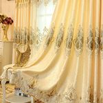 European Style Living Room Gold Curtains Room Darkening Luxury Curtains (Cloth Curtains, 2 Panels 54 inches by 96 inches)