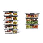 Rubbermaid Brilliance Food Storage Containers Set + 5-Piece Meal Prep Containers (2 Compartments)