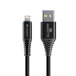 Amkette PowerPro iPhone Fast Charging Cable, USB to 8-Pin Fast Charging with Up to 480 Mbps Transfer Speed and 6 Months Warranty - 1 Meter (Black)