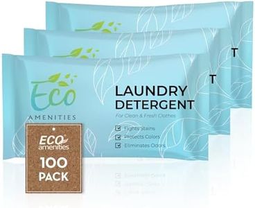 EcoAmenities Travel Laundry Detergent Powder Bulk - Individually Wrapped Multi Pack - 100 Packets (1.5 oz per bag) - Non Toxic AirBnb Supplies - For Clean & Fresh Clothes