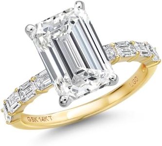 14K Two Tone Gold 1-4 Cttw IGI Certified Emerald Cut Lab Grown Diamond Engagement Ring for Women | E-F Color | VS1-VS2 Clarity | Wedding Anniversary Gold Ring For Women | Available In Size 5-9