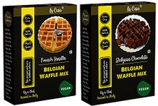 La Casa French Vanilla + Chocolate Belgian Waffle Mix | Combo Pack of 2 | Pancake Mix | Multigrain | Vegan | Extra Crisp | 800gm |