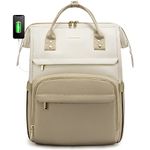 LOVEVOOK Laptop Backpack Women 15.6 inch, Work Bags for Women, School Computer Bag with USB Port for Business College Travel, Laptop Rucksack for Teacher Nurse,Beige Apricot