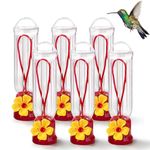 MAKINGTEC Hummingbird Feeder, 6PCS Mini Hummingbird Feeders with Hanging Wires & 3 Cleaning Brush, Transparent Outdoor Humming Bird Feeder Set for Patio, Outside, Lawn, Backyard, Garden (2.2oz)