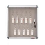 ALKOSIGN Key Cabinet for 10 Key-Chains with Steel Back and Inbuilt Slots | Key Manager, Small Key Storage, Key Organizer, Lockable Key Management, for Industrial Use, Factories, Offices, Hotels, Home