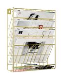 PAG 5-Tier Metal Wall Mounted File Holder Magazine Organizer for Home Offices and Desks (Gold)