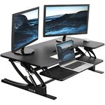 VIVO 107cm Height Adjustable Stand Up Desk Converter, V Series, Quick Sit to Stand Tabletop Dual Monitor Riser Workstation, Black, DESK-V000VL