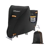 Motor Bike Cover Waterproof, SRIMMIT Heavy Duty 420D Universal Motorbike Covers, Sun, Outside Protection,with License Plate Window, 4 Reflective Strips, Lock-Holes Storage Bag (XL:82" x 37" x 50")