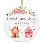 Friend Christmas Tree Ornament, 3" Xmas Tree Ornament I Wish You Lived Next Door Ornaments Friendship Ornaments for Women Xmas Tree Decorations…