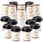 MEOKEY 100x8oz Disposable Coffee Cups with Lids Insulated Takeaway Paper Tea Cups for Hot and Cold Drinks for Christmas,Home,Office,Travel,Parties