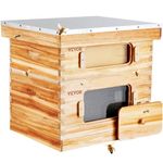 VEVOR Bee Hive 20 Frame Bee Hives Starter Kit, Beeswax Coated Cedar Wood, 1 Deep + 1 Medium Bee Boxes Langstroth Beehive Kit, Transparent Acrylic Windows with Foundations for Beginners Pro Beekeepers